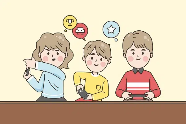 kids playing video games together