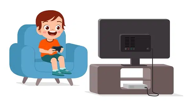 child enjoying a video game